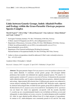 Links Between Genetic Groups, Indole Alkaloid Profiles and Ecology Within the Grass-Parasitic Claviceps Purpurea Species Complex