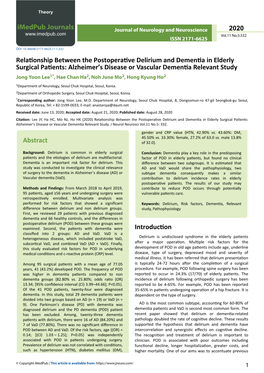 Relationship Between the Postoperative Delirium And