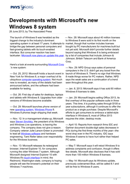 Developments with Microsoft's New Windows 8 System 26 June 2013, by the Associated Press