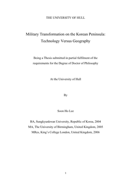 Military Transformation on the Korean Peninsula: Technology Versus Geography