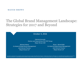 The Global Brand Management Landscape: Strategies for 2017 and Beyond