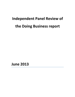 Independent Panel Review of the Doing Business Report