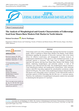 The Analysis of Morphological and Genetic Characteristics of Yellowstripe Scad from Muara Baru Modern Fish Market in North Jakarta