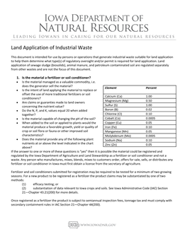 Land Application of Industrial Waste