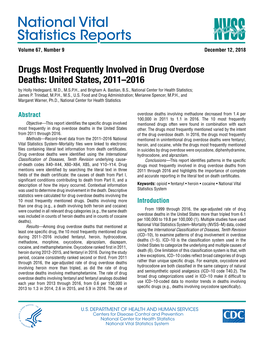 National Vital Statistics Report: Drugs Most Frequently Involved In