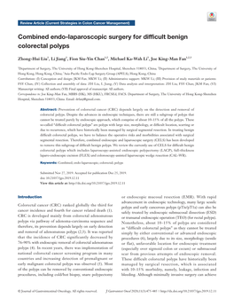Combined Endo-Laparoscopic Surgery for Difficult Benign Colorectal Polyps