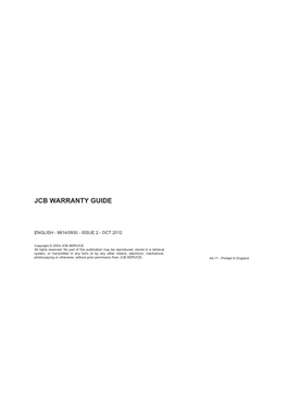Jcb Warranty Guide