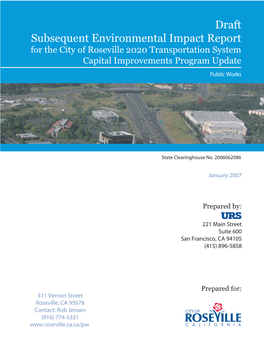 Draft Subsequent Environmental Impact Report for the City of Roseville 2020 Transportation System Capital Improvements Program Update