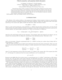 Chiral Symmetry and Quantum Hadro-Dynamics