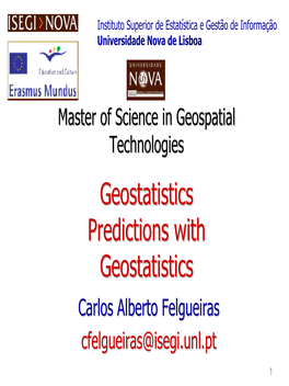 Master of Science in Geospatial Technologies Geostatistics