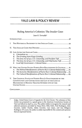 Ruling America's Colonies: the Insular Cases Juan R