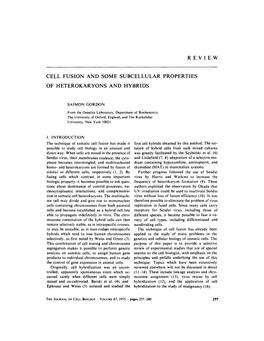 Review Cell Fusion and Some Subcellular Properties Of