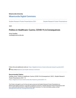 Politics in Healthcare: Cuomo, COVID-19, & Consequences