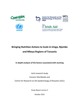 Bringing Nutrition Actions to Scale in Iringa, Njombe and Mbeya Regions of Tanzania