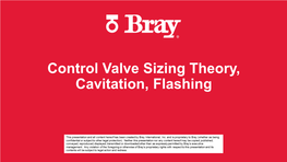 Control Valve Sizing Theory, Cavitation, Flashing Noise, Flashing and Cavitation Valve Pressure Recovery Factor