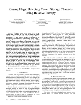 Detecting Covert Storage Channels Using Relative Entropy