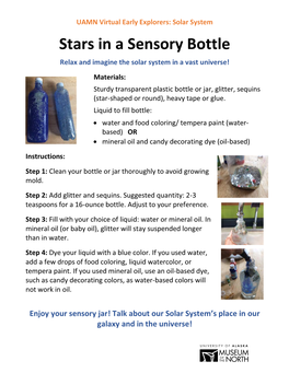 Stars in a Sensory Bottle Activity