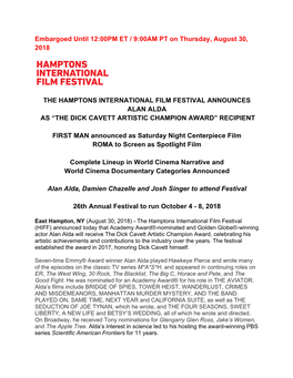 Hiff 2018 Announces Alan Alda, First