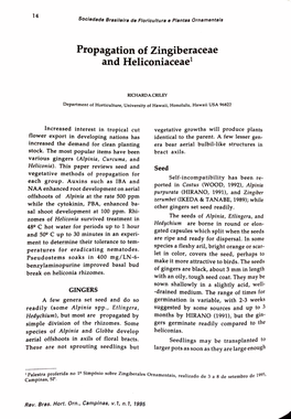 Propagation of Zingiberaceae and Heliconiaceae1