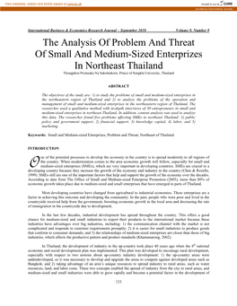 The Analysis of Problem and Threat of Small and Medium Enterprises In