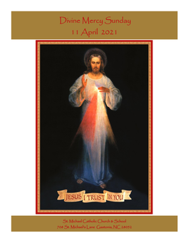 Divine Mercy Sunday 11 April 2021