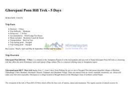 Ghorepani Poon Hill Trek - 5 Days