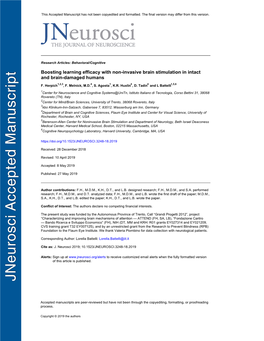 Boosting Learning Efficacy with Non-Invasive Brain Stimulation in Intact and Brain-Damaged Humans