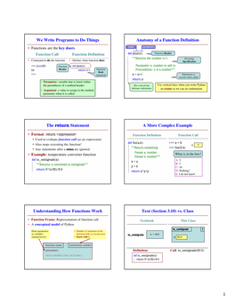 The Return Statement a More Complex Example