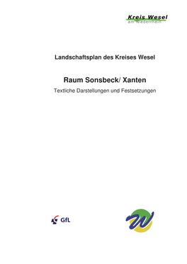 Raum Sonsbeck/ Xanten Textliche Darstellungen Und Festsetzungen