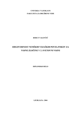 Odgovornost Nemških Vojaških Poveljnikov Za Vojne Zločine V 2