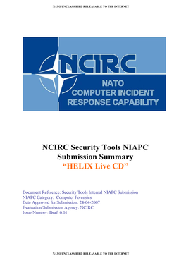 NCIRC Security Tools NIAPC Submission Summary “HELIX Live CD”