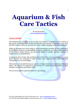 Aquarium & Fish Care Tactics