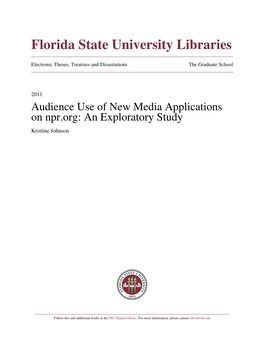 Audience Use of New Media Technologies on NPR.Org: An