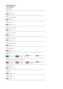 Red Rover Buses Fleet List July 2017