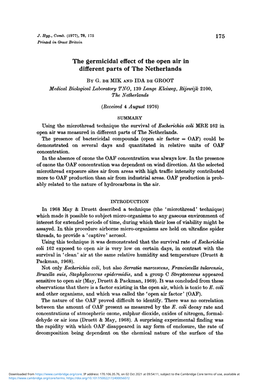 The Germicidal Effect of the Open Air in Different Parts of the Netherlands