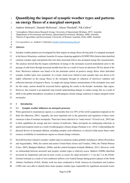 Quantifying the Impact of Synoptic Weather Types and Patterns On