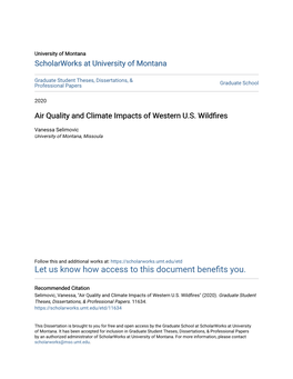 Air Quality and Climate Impacts of Western U.S. Wildfires