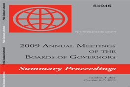 2009 Annual Meetings of the Boards of Governors Summary