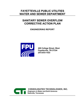 Sanitary Sewer Overflow Corrective Action Plan/Engineering Report