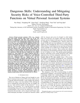 Understanding and Mitigating Security Risks of Voice-Controlled Third-Party Functions on Virtual Personal Assistant Systems