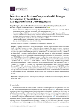 Interference of Paraben Compounds with Estrogen Metabolism by Inhibition of 17Β-Hydroxysteroid Dehydrogenases