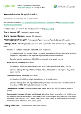 Megestrol Acetate: Drug Information