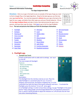 Southridge Computing 1. Flashlight App