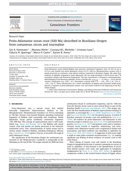 Proto-Adamastor Ocean Crust (920 Ma) Described in Brasiliano Orogen from Coetaneous Zircon and Tourmaline