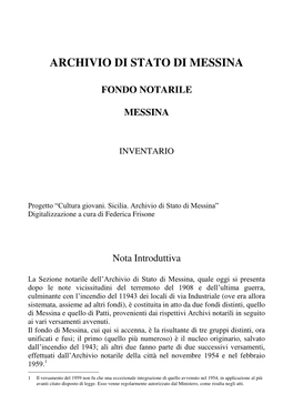 Inventario Notarile Di Messina
