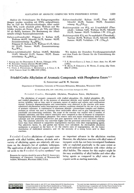 Friedel-Crafts Alkylation of Aromatic Compounds with Phosphorus Estersla B