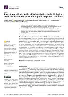 Role of Arachidonic Acid and Its Metabolites in the Biological and Clinical Manifestations of Idiopathic Nephrotic Syndrome