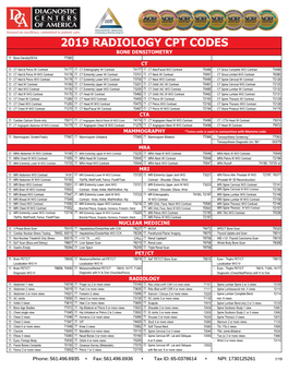 2019 Radiology Cpt Codes