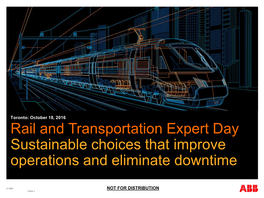 Rail and Transportation Expert Day Sustainable Choices That Improve Operations and Eliminate Downtime