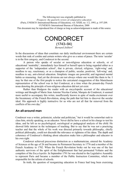 CONDORCET (1743–94) Bernard Jolibert1